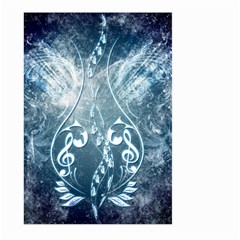 Music, Decorative Clef With Floral Elements In Blue Colors Large Garden Flag (two Sides)