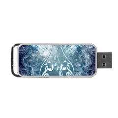 Music, Decorative Clef With Floral Elements In Blue Colors Portable Usb Flash (one Side)