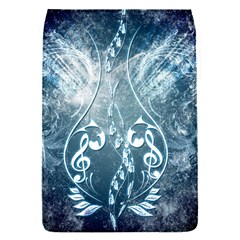 Music, Decorative Clef With Floral Elements In Blue Colors Flap Covers (s)  by FantasyWorld7