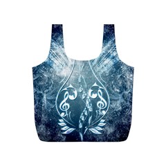 Music, Decorative Clef With Floral Elements In Blue Colors Full Print Recycle Bags (s)  by FantasyWorld7