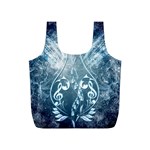 Music, Decorative Clef With Floral Elements In Blue Colors Full Print Recycle Bags (S)  Front