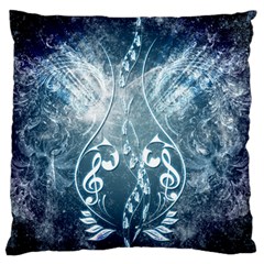 Music, Decorative Clef With Floral Elements In Blue Colors Standard Flano Cushion Case (two Sides) by FantasyWorld7