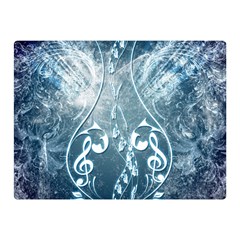 Music, Decorative Clef With Floral Elements In Blue Colors Double Sided Flano Blanket (mini) 