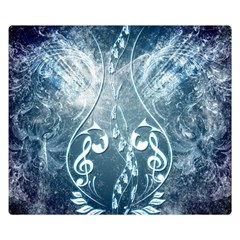 Music, Decorative Clef With Floral Elements In Blue Colors Double Sided Flano Blanket (small) 