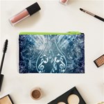 Music, Decorative Clef With Floral Elements In Blue Colors Cosmetic Bag (XS) Back