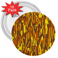 Yellow Pattern 3  Buttons (10 Pack)  by Valentinaart