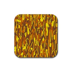 Yellow Pattern Rubber Coaster (square)  by Valentinaart