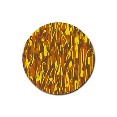 Yellow Pattern Rubber Coaster (round)  by Valentinaart