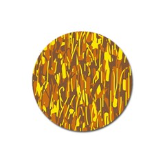 Yellow Pattern Magnet 3  (round) by Valentinaart