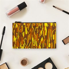 Yellow Pattern Cosmetic Bag (small)  by Valentinaart