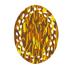 Yellow Pattern Oval Filigree Ornament (2-side)  by Valentinaart