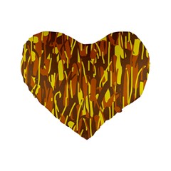 Yellow Pattern Standard 16  Premium Heart Shape Cushions by Valentinaart