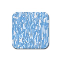 Blue Pattern Rubber Coaster (square)  by Valentinaart