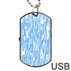 Blue Pattern Dog Tag Usb Flash (one Side)