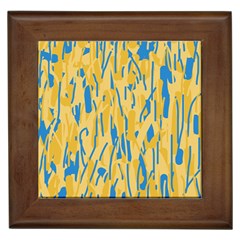 Yellow And Blue Pattern Framed Tiles by Valentinaart