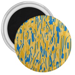 Yellow And Blue Pattern 3  Magnets by Valentinaart