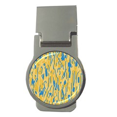 Yellow And Blue Pattern Money Clips (round)  by Valentinaart