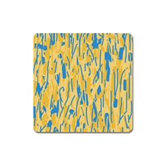 Yellow And Blue Pattern Square Magnet by Valentinaart