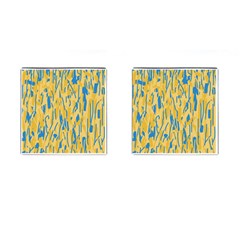 Yellow And Blue Pattern Cufflinks (square) by Valentinaart