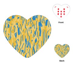 Yellow And Blue Pattern Playing Cards (heart)  by Valentinaart