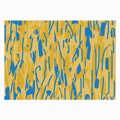 Yellow And Blue Pattern Large Glasses Cloth (2-side) by Valentinaart