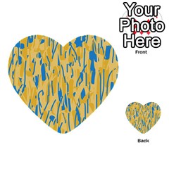 Yellow And Blue Pattern Multi-purpose Cards (heart)  by Valentinaart