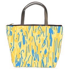 Yellow And Blue Pattern Bucket Bags by Valentinaart