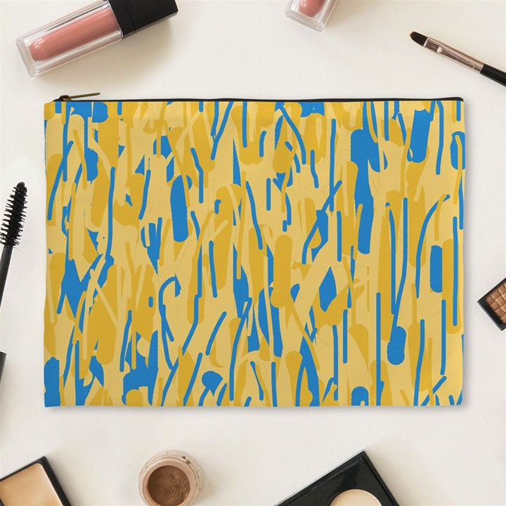 Yellow and blue pattern Cosmetic Bag (XL)