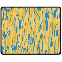 Yellow And Blue Pattern Fleece Blanket (medium)  by Valentinaart