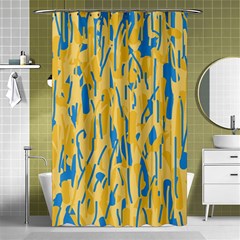 Yellow And Blue Pattern Shower Curtain 48  X 72  (small)  by Valentinaart