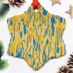 Yellow And Blue Pattern Ornament (snowflake) 