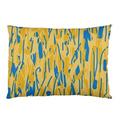 Yellow And Blue Pattern Pillow Case (two Sides)