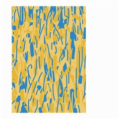 Yellow And Blue Pattern Small Garden Flag (two Sides) by Valentinaart