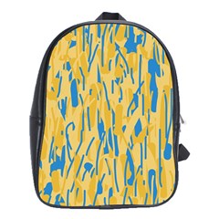 Yellow And Blue Pattern School Bags (xl)  by Valentinaart