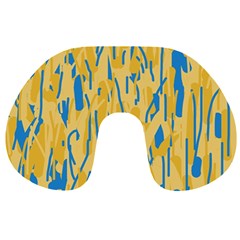 Yellow And Blue Pattern Travel Neck Pillows by Valentinaart