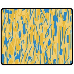 Yellow And Blue Pattern Double Sided Fleece Blanket (medium) 