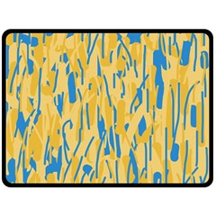 Yellow And Blue Pattern Double Sided Fleece Blanket (large) 