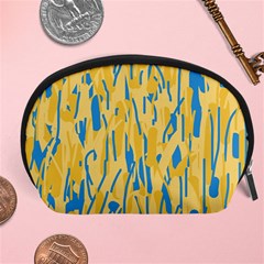 Yellow And Blue Pattern Accessory Pouches (large)  by Valentinaart