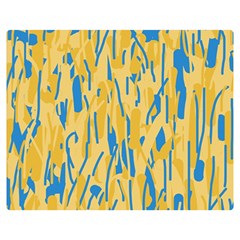 Yellow And Blue Pattern Double Sided Flano Blanket (medium)  by Valentinaart