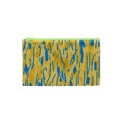 Yellow And Blue Pattern Cosmetic Bag (xs) by Valentinaart