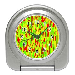 Green And Red Pattern Travel Alarm Clocks by Valentinaart