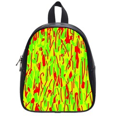 Green And Red Pattern School Bags (small)  by Valentinaart