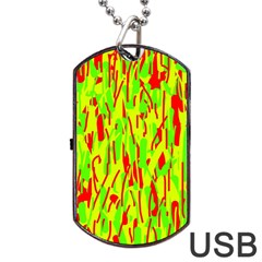 Green And Red Pattern Dog Tag Usb Flash (two Sides) 