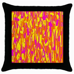 Pink And Yellow Pattern Throw Pillow Case (black) by Valentinaart