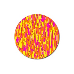 Pink And Yellow Pattern Magnet 3  (round) by Valentinaart