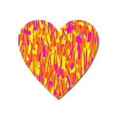 Pink And Yellow Pattern Heart Magnet by Valentinaart