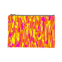 Pink And Yellow Pattern Cosmetic Bag (large)  by Valentinaart