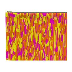 Pink And Yellow Pattern Cosmetic Bag (xl) by Valentinaart