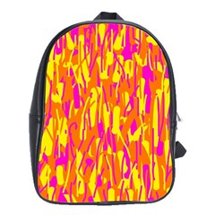 Pink And Yellow Pattern School Bags(large)  by Valentinaart