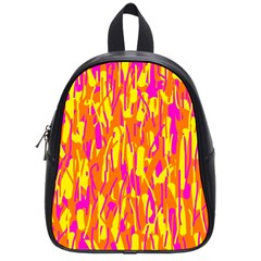 Pink And Yellow Pattern School Bags (small)  by Valentinaart